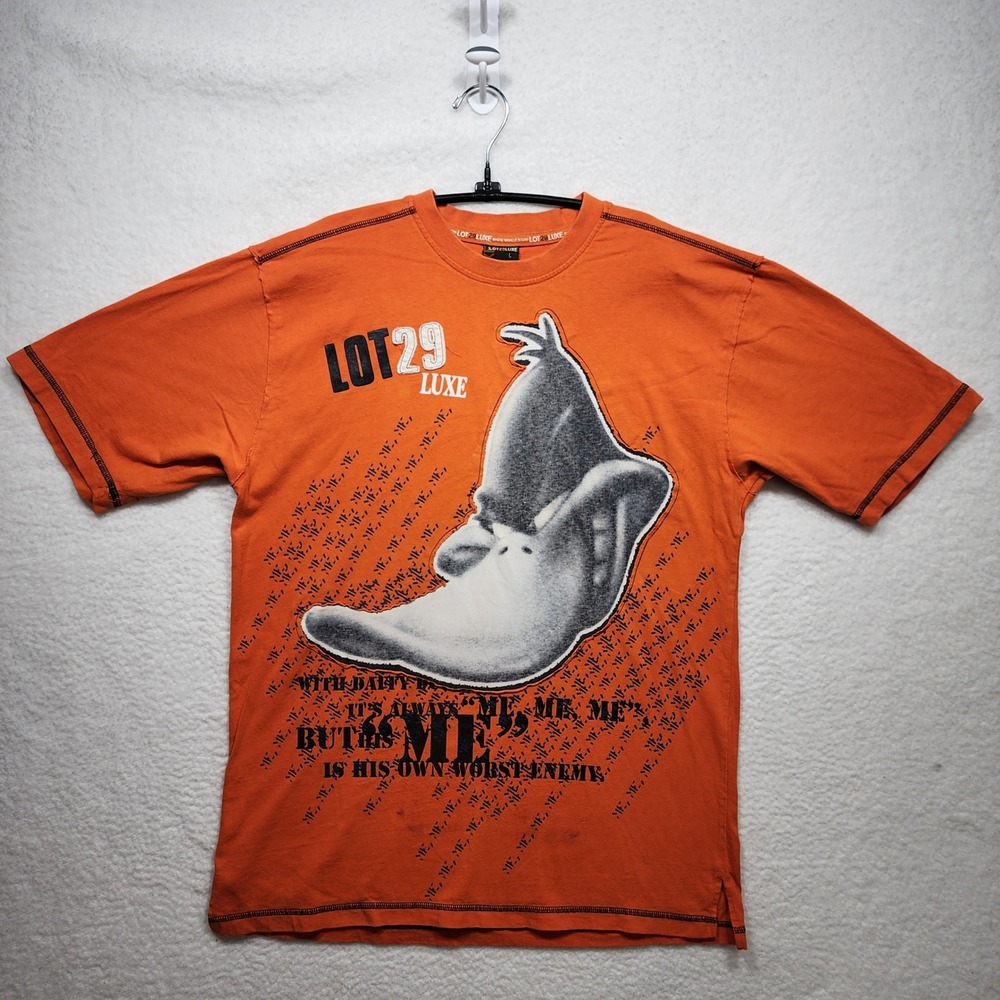 VTG Y2K Lot 29 Luxe Looney Tunes Daffy Duck Orange Graphic T-Shirt Mens Large